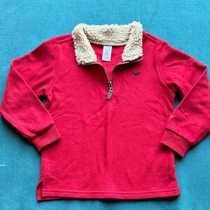 Carter's Red Fleece Pullover with Cream Sherpa Collar